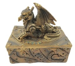 Pacific Giftware 5&quot;L x 5&quot;H Dragon Topped Mechanical Trinket Box Statue Figurine - £19.92 GBP