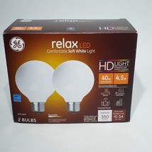 2 Pack GE G25 Relax LED Soft White Light Bulbs 40w 350 Lumens Dimmable - £12.55 GBP