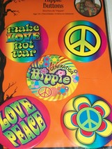 Halloween Costume Groovy Hippie Buttons Rainbow Love Peace Flower War - £13.58 GBP