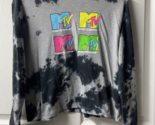 MTV Juniors Small 3-5 Gray Cropped Tie Dyed Long Sleeve Round Neck Tee S... - $10.73