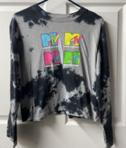 MTV Juniors Small 3-5 Gray Cropped Tie Dyed Long Sleeve Round Neck Tee S... - £8.40 GBP