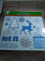 2 New Christmas House Window Decor 9.75 x 11.5 Blue LET IT SNOW - £10.65 GBP