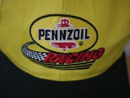Vintage PENNZOIL RACING Embroidered Yellow Baseball Trucker Cap Hat One Size Adj - £13.28 GBP
