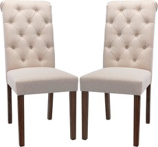 In The Color Beige, The Colamy Tufted Dining Chairs Set Of 2, Accent Parsons - $163.97