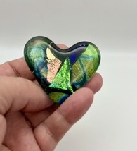 Handmade Dichroic Glass Heart Object de Arté Keepsake- “You Are Loved&quot; #... - $45.00