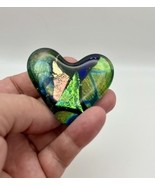 Handmade Dichroic Glass Heart Object de Arté Keepsake- “You Are Loved&quot; #... - $45.00