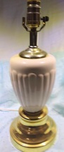 Vintage Ivory Ceramic and Brass Table Lamp 15in Tall NO Bulb - $29.95