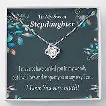 to My Stepdaughter Love &amp; Support Message Card Necklace Love Knot Stainless Stee - £43.48 GBP