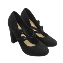 JustFab Black Faux Suede Double Strap Mary Jane  Block Heels Retro Pumps... - $22.76