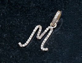 Solid 14k Gold Diamond Initial Pendant Handmade Alphabet Charm Pendant Jewelry - $794.03