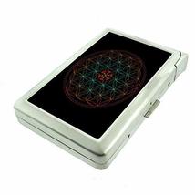 Abstract Flower Em1 Hip Silver Cigarette Case With Built In Lighter 4.75... - $12.95