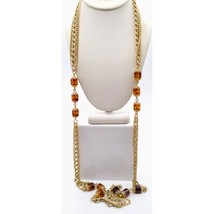 Sarah Coventry Wild Honey Necklace, Vintage Gold Tone Eloxal Chain Multi Strand - £45.62 GBP