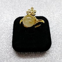 Ring Gold Quartz Stone 18K Gold Plated Yellow Thai Bouquet Olives Adjust Women - £30.84 GBP