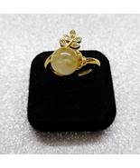 Ring Gold Quartz Stone 18K Gold Plated Yellow Thai Bouquet Olives Adjust... - $37.99