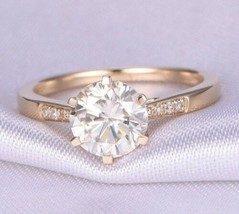 2Ct Brilliant Cut Moissanite Solitaire Engagement Ring in 925 Silver - Size 7 - £100.15 GBP