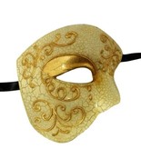 Gold Phantom of the Opera Men&#39;s Venetian Half Mask Masquerade Mardi Gras... - £9.48 GBP