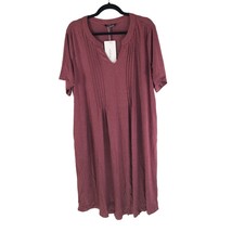 Bloomchic Womens T-Shirt Dress V Neck Pleated Short Sleeve Red 14-16 - £19.21 GBP