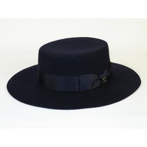 Mens Autralian Wool Boater Hat Wide Brim BRUNO CAPELO ZAYDEN ZA336 Navy Blue image 3
