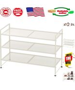 Elegant 3-Tier Stackable Mesh Shoe Rack in White - Maximize Entryway Space - $1,105.91 MXN