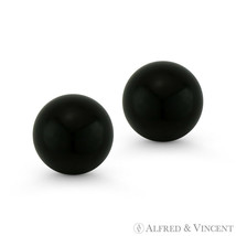 3mm-8mm Black Onyx Ball Studs 14k 14kt Yellow Gold Pushback-Bell Stud Earrings - £26.84 GBP+