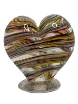 Art Glass End Of Day Swirl Heart Whimsical Rainbow Paperweight on Clear ... - £28.01 GBP