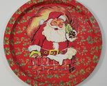 Y) Vintage Enesco Santa Claus Christmas Round Holiday Metal Tin Serving ... - $14.84