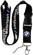 BMW Motorsport Logo Keychain Lanyard Clip with Webbing Strap 1&quot; X 20&quot; Black - £22.35 GBP