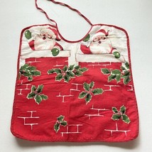 Christmas Clearance Vintage Santa Fabric Plus Terry Cloth Baby Bib Handmade - £9.18 GBP