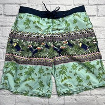 Route 66 Men&#39;s Swim Trunks/Shorts Size L Tropical Print Toucan Birds - £16.16 GBP