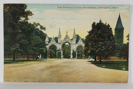 IN Indianapolis Indiana East Entrance to Crown Hill Cemetery Postcard R19 - £4.44 GBP