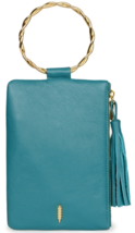 Thacker Nolita Women&#39;s Leather Clutch Bag w/ Twisted Ring Handle Sea Green - £30.60 GBP