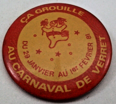 Carnaval De Verret Pinback 1981 French Francais 2.25&quot; Vintage Pin Button - £2.30 GBP