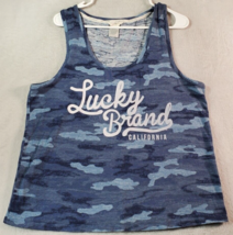 Lucky Brand Tank Top Mens 2XL Blue Camo Print Knit Cotton Sleeveless Rou... - $12.64