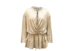 Iro Spacious Tie-Front Metallic Long-Sleeve Top In Polyester Women Gold Size 36 - £104.02 GBP