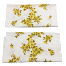 2 Vintage Pillowcases 70s Perma-Prest Sears Yellow Floral King Size 21 X 40 - £18.67 GBP