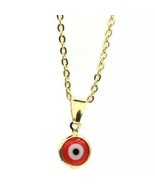 Evil Eye Red Charm Pendant with 16 inch Chain - Evil Eye Necklace 18k Go... - $20.00 CAD