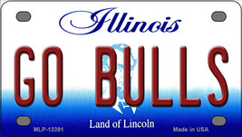 Go Bulls Illinois Novelty Mini Metal License Plate Tag - £11.76 GBP