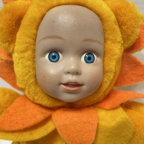 Primary image for Rare VTG Good Stuff Plush Orange Flower Doll With Plastic Face Blue Eyes 12 in