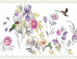 Dundee Deco DDAZBD9020 Peel and Stick Wallpaper Border - Floral Purple, Cream, P - £16.28 GBP