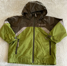 Columbia Boys Green Brown Packable Hood Pockets Windbreaker Jacket 4-5 - $17.15