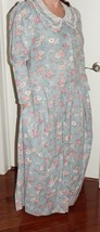 Gunne Sax Blue Prairie Floral Dress Cotton Lace Womens Medium Buttondown 1970&#39;s - £223.76 GBP
