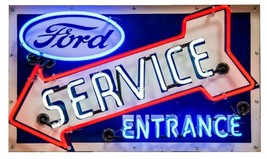 Ford Service Entrance Neon Stylized Metal Sign (not real neon) - £46.42 GBP