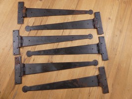 6 LARGE Strap T Hinges 18&quot; Tee Hand Forged Barn Rustic Door *SOME RUST* - £82.21 GBP