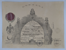 Freemasonry 1970 Mason Certificate Peru U.T.O.A.A.G.I Ordo AB Chao - £61.72 GBP