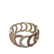 Vintage Gold Silver Copper Tone Circular Links Stretch Bracelet Costume ... - $19.40