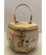 Vintage 70&#39;s  Octagonal wood decoupage purse Rubber Like Handle - $29.33 CAD