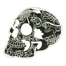 Black Skull Aztec Sugar Day of the Dead Embroidery Patch Symbol 8 Inch S... - $28.02
