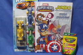 Toys Lot of 3 New Boys Super Hero Color Book Crayola Crayons &amp; 3 Super Racer Car - £8.00 GBP