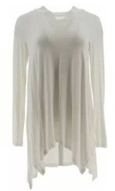 LOGO Layers Lori Goldstein white Knit Top Side Slit Asymmetric Hem M New... - £15.56 GBP