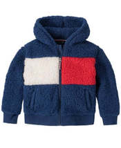 Tommy Hilfiger Big Girls Fuzzy Fleece Hooded Jacket, Various Sizes - $45.00